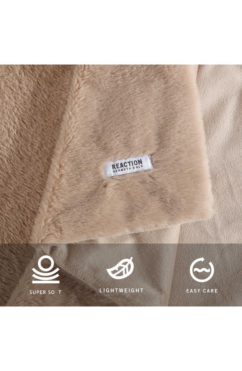 Kenneth Cole Faux Fur Throw Blanket, Alternate, color, Beige