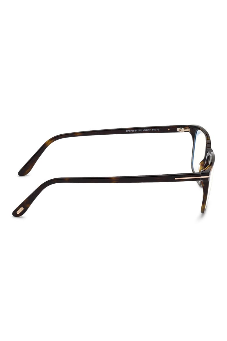 54mm Rectangular Blue Light Blocking Glasses, Alternate, color, HAVANA ROSE GOLD / T LOGO