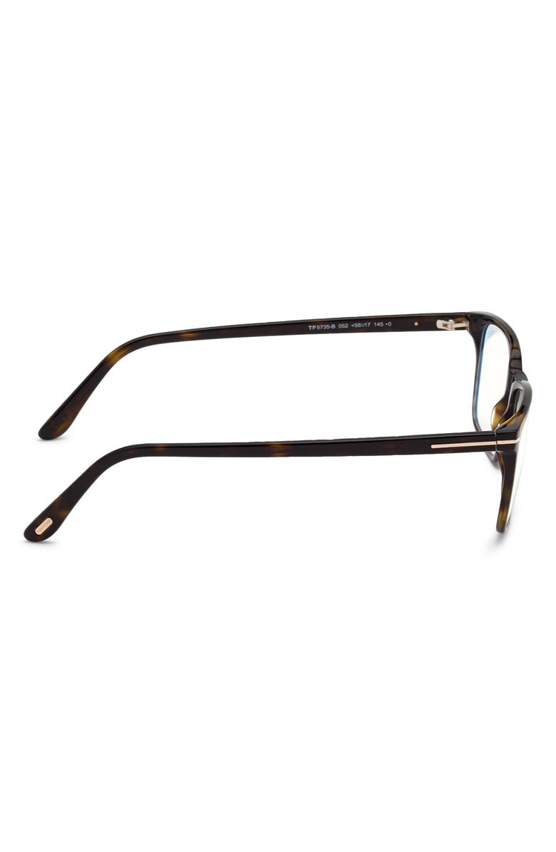 TOM FORD 54mm Rectangular Blue Light Blocking Glasses, Alternate, color, Havana Rose Gold / T Logo