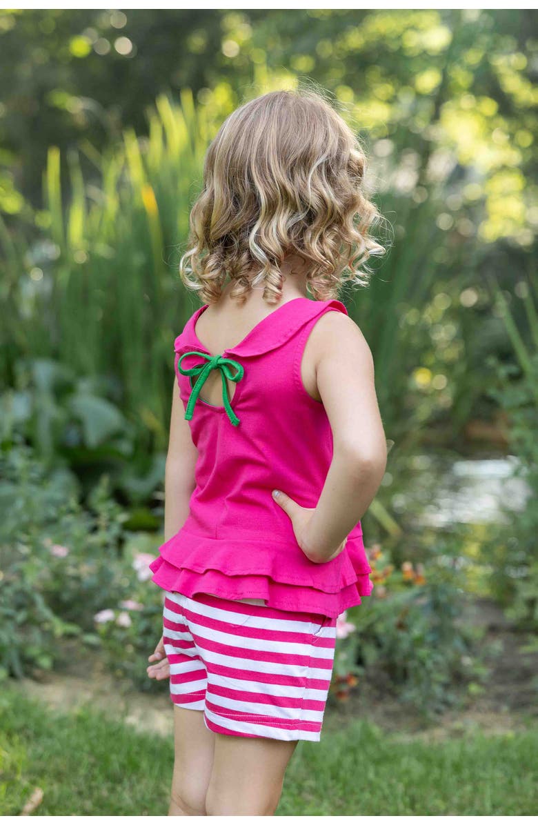 Florence Eiseman Knit Top With Flower And Short Set, Alternate, color, Fuchsia/White