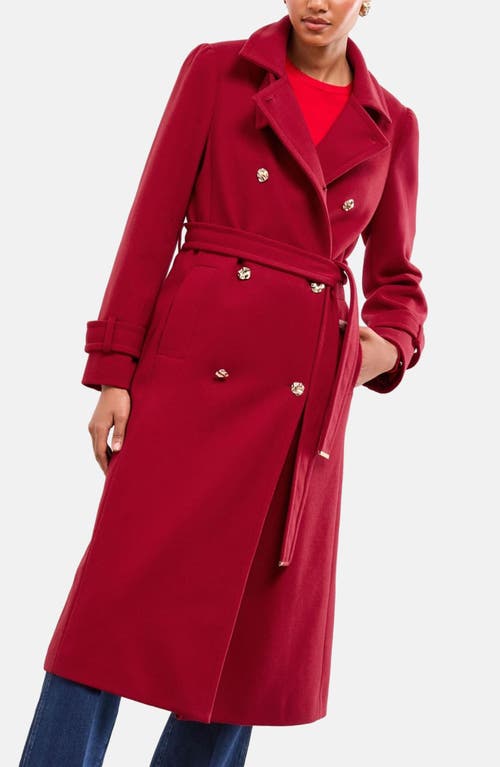 Lipsy Belted Double Breasted Coat In Red