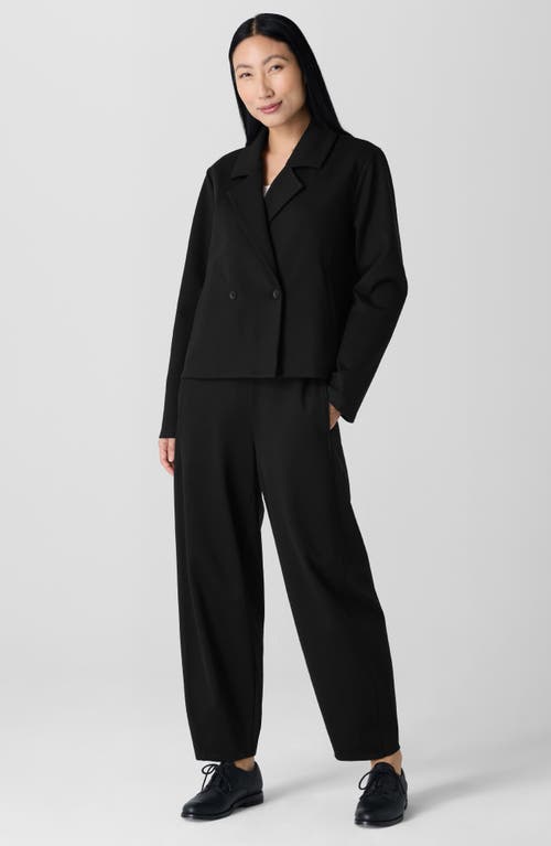 Shop Eileen Fisher Double Breasted Notch Collar Short Blazer In Black