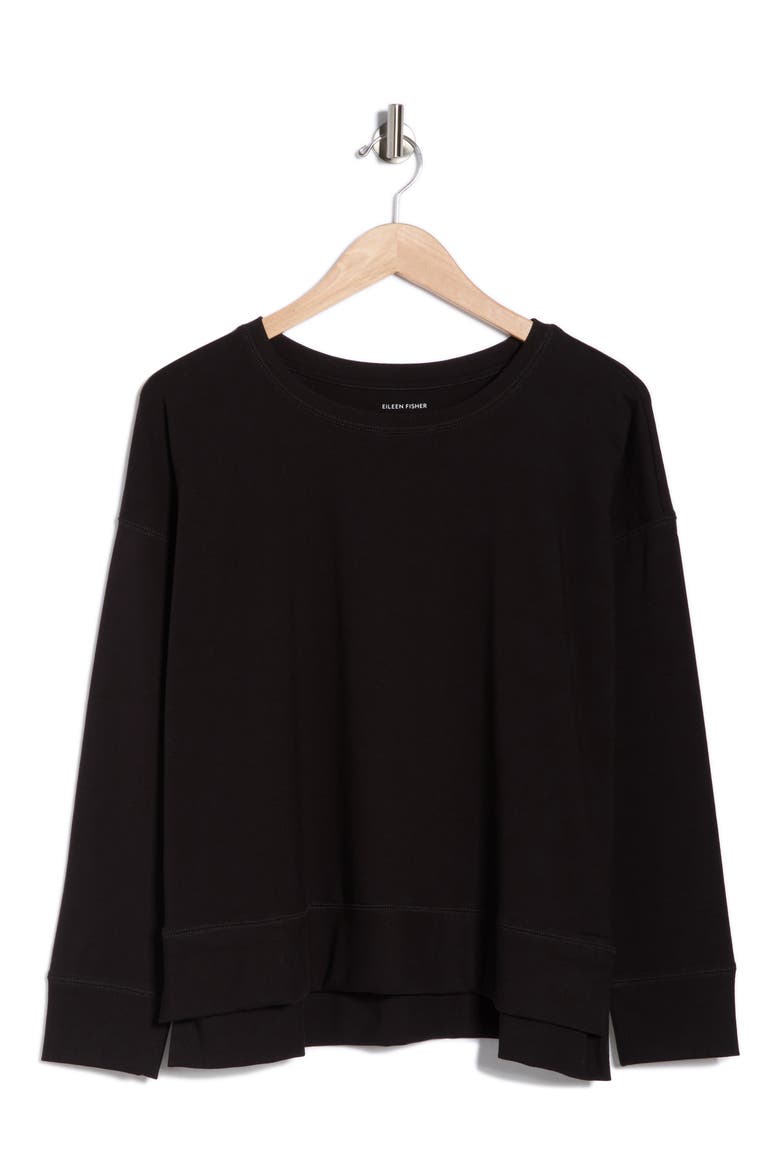 Crewneck Long Sleeve T-Shirt, Alternate, color, BLACK