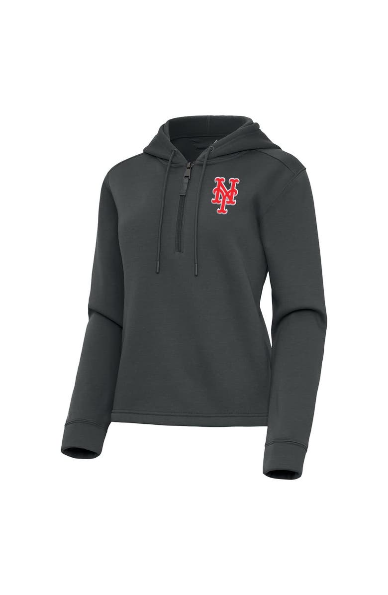 ANTIGUA Women's Antigua Pewter New York Mets Contemporary Quarter-Zip Hoodie, Alternate, color, Pewter