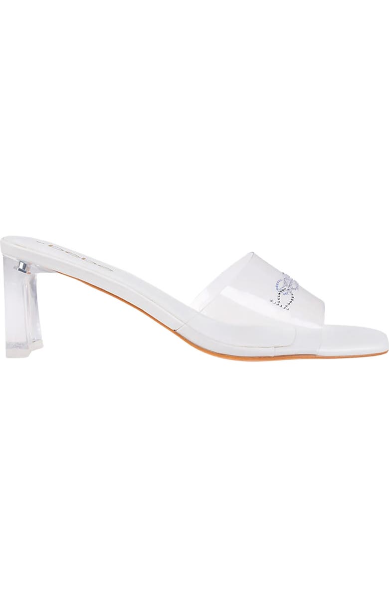 bebe Rhinestone Logo Clear Slide Sandal, Alternate, color,
