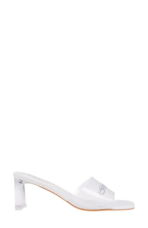 Bebe Rhinestone Logo Clear Slide Sandal In Clear