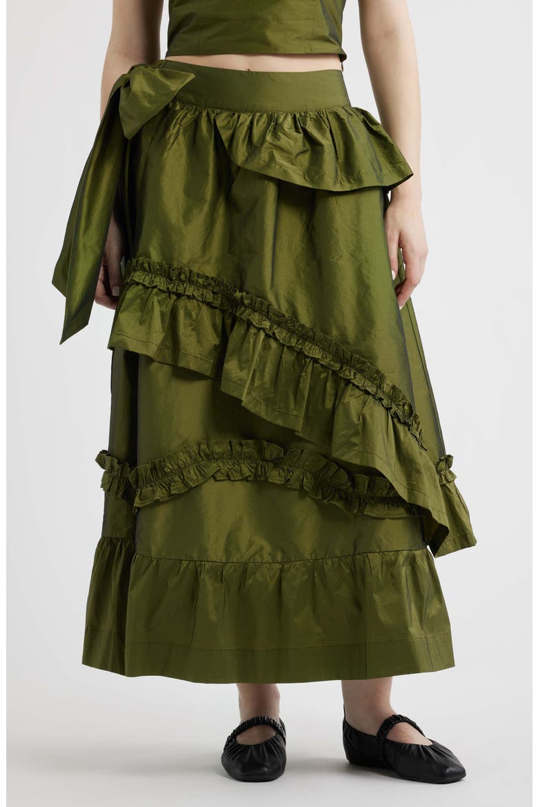 Constance Ruffle Detail Skirt, Main, color, OLIVE