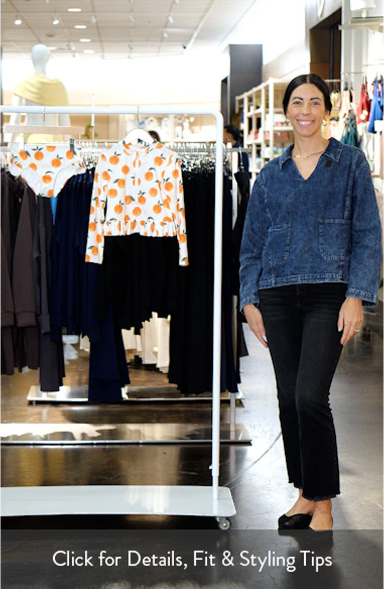 Kids' Peach Print Ruffle Two-Piece Rashguard Swimsuit, sales video thumbnail