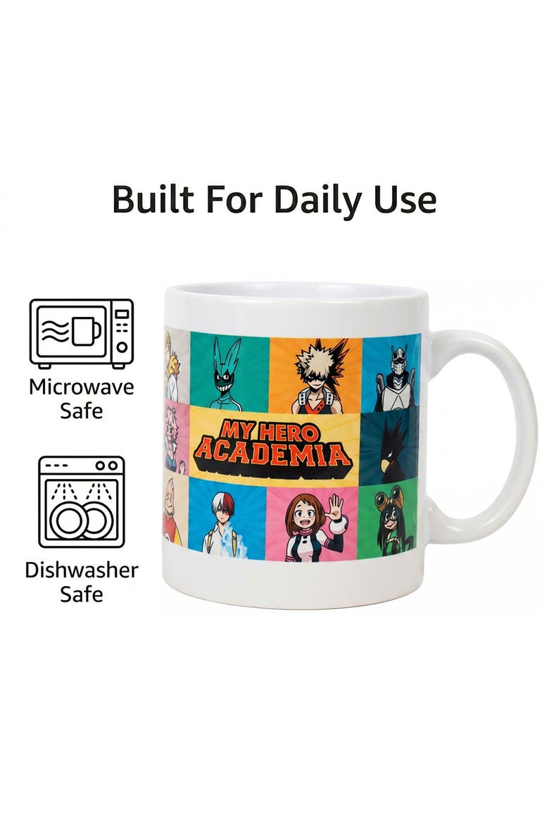 20 oz My Hero Academia Character Grid Ceramic Mug, Alternate, color, White