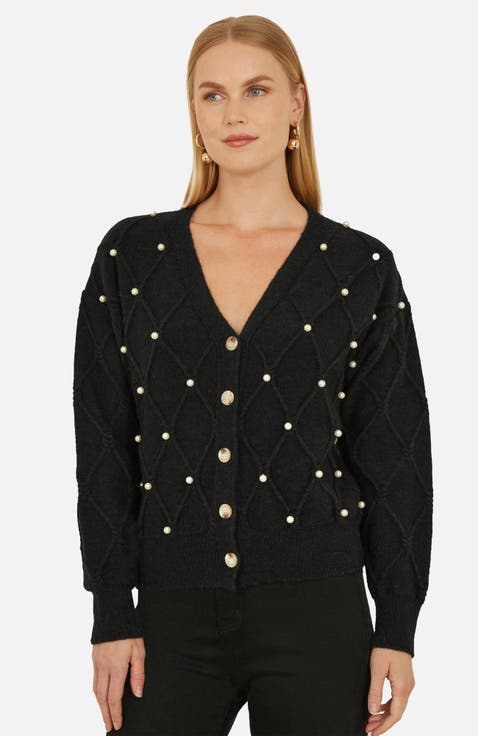 Beaded Cable Knit Cardigan