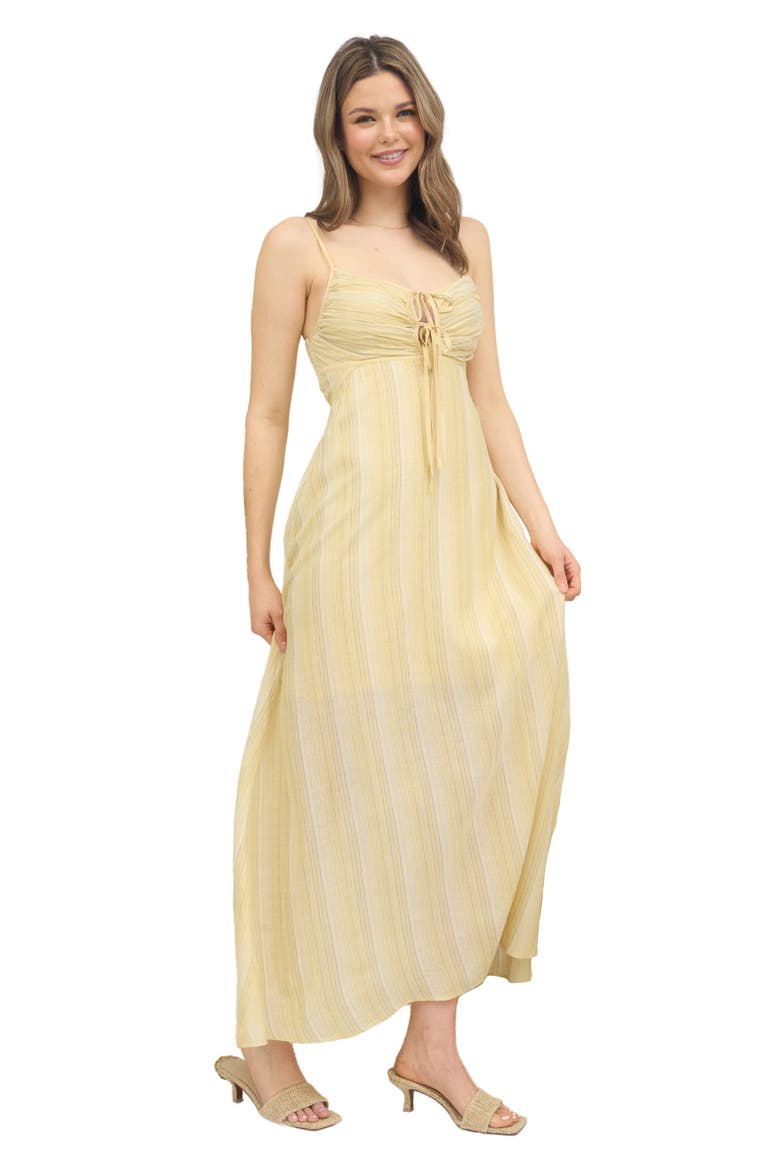 Stripe Tie Front Empire Waist Maxi Dress, Alternate, color, YELLOW MULTI