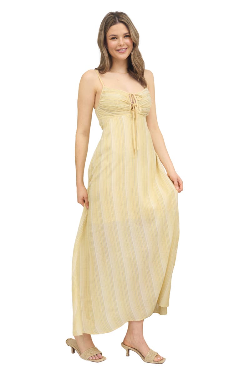 Blu Pepper Stripe Tie Front Empire Waist Maxi Dress, Alternate, color, 