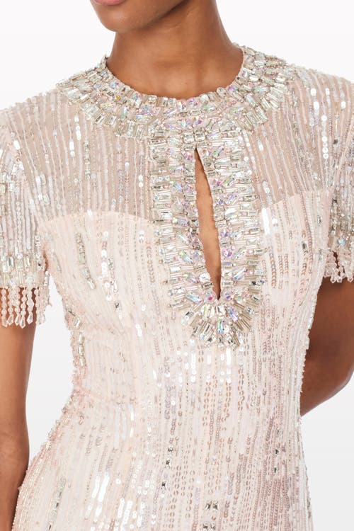 Jenny Packham Nova Sequin-embellished Keyhole-neck Maxi Dress In Pink