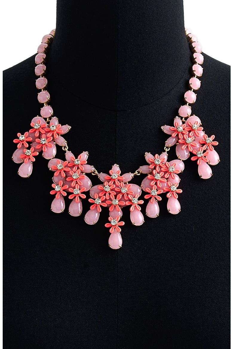 J.Crew Floral Cascade Necklace, Alternate, color, CORAL SHELL