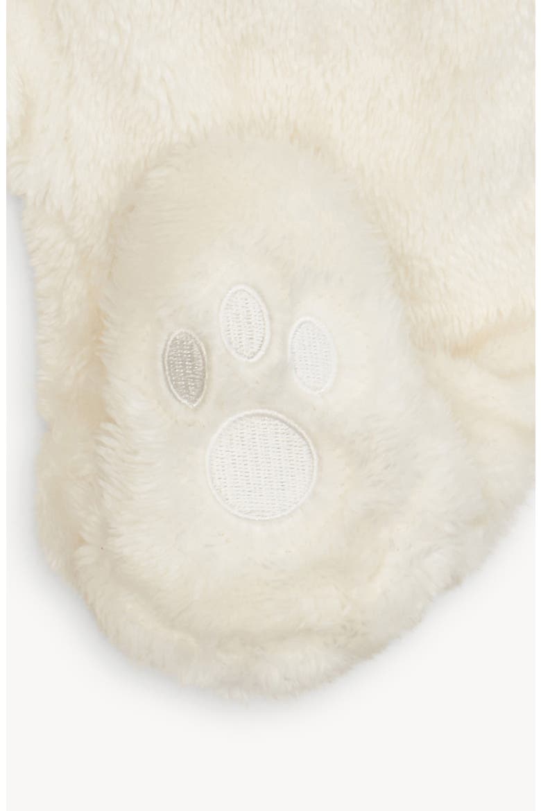 Minky Faux Fur Bear Hooded Footie Suit, Alternate, color, WHITE