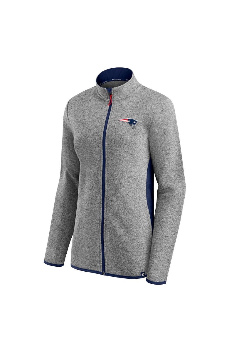 FANATICS Women's Fanatics Branded Heathered Gray/Navy New England Patriots Block Party Primary Logo Full-Zip Jacket, Alternate, color, 