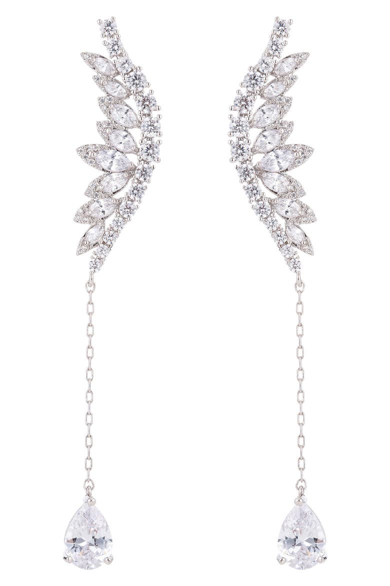 Mystical Cubic Zirconia Drop Earrings, Main, color, SILVER