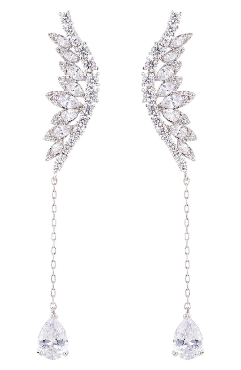 EYE CANDY LOS ANGELES Mystical Cubic Zirconia Drop Earrings, Main, color, Silver