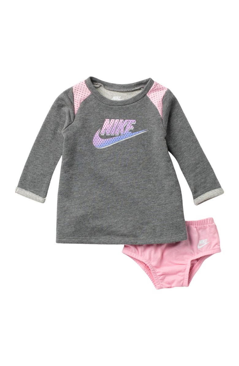 Nike French Terry Futura Dress & Bloomer 2-Piece Set, Main, color,