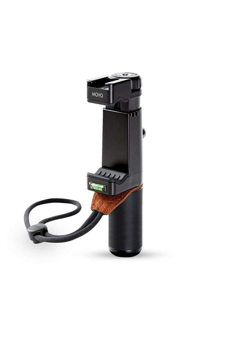 PR-1 Smartphone Grip Handle Rig with Wrist Strap, Tripod Mount and Cold Shoe Mount for Lights and Microphones - for iPhone, Samsung, HTC, LG, Google, Android, Main, color, Black