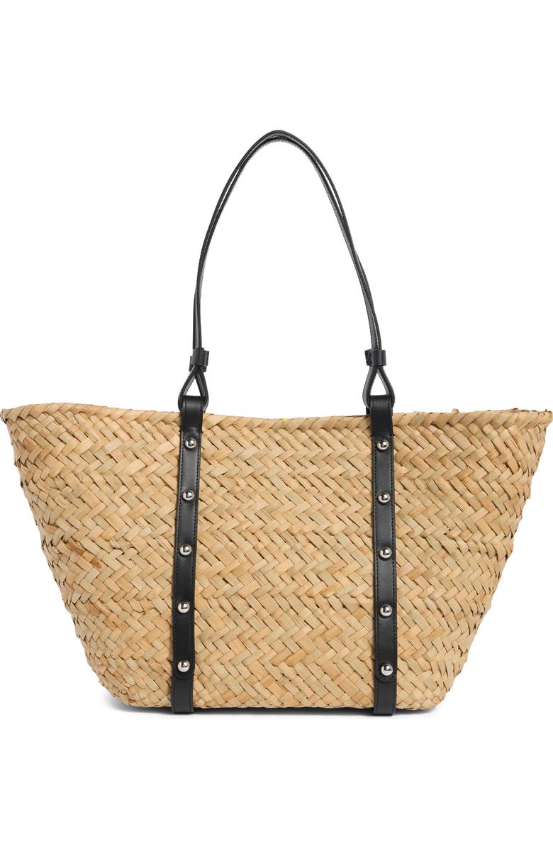 Rebecca Minkoff Woven Straw Tote, Main, color, Natural/ Black