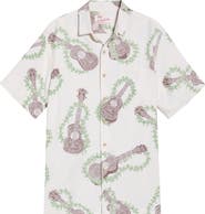 Kahala Ukulele Mele Print Short Sleeve Button-Up Shirt