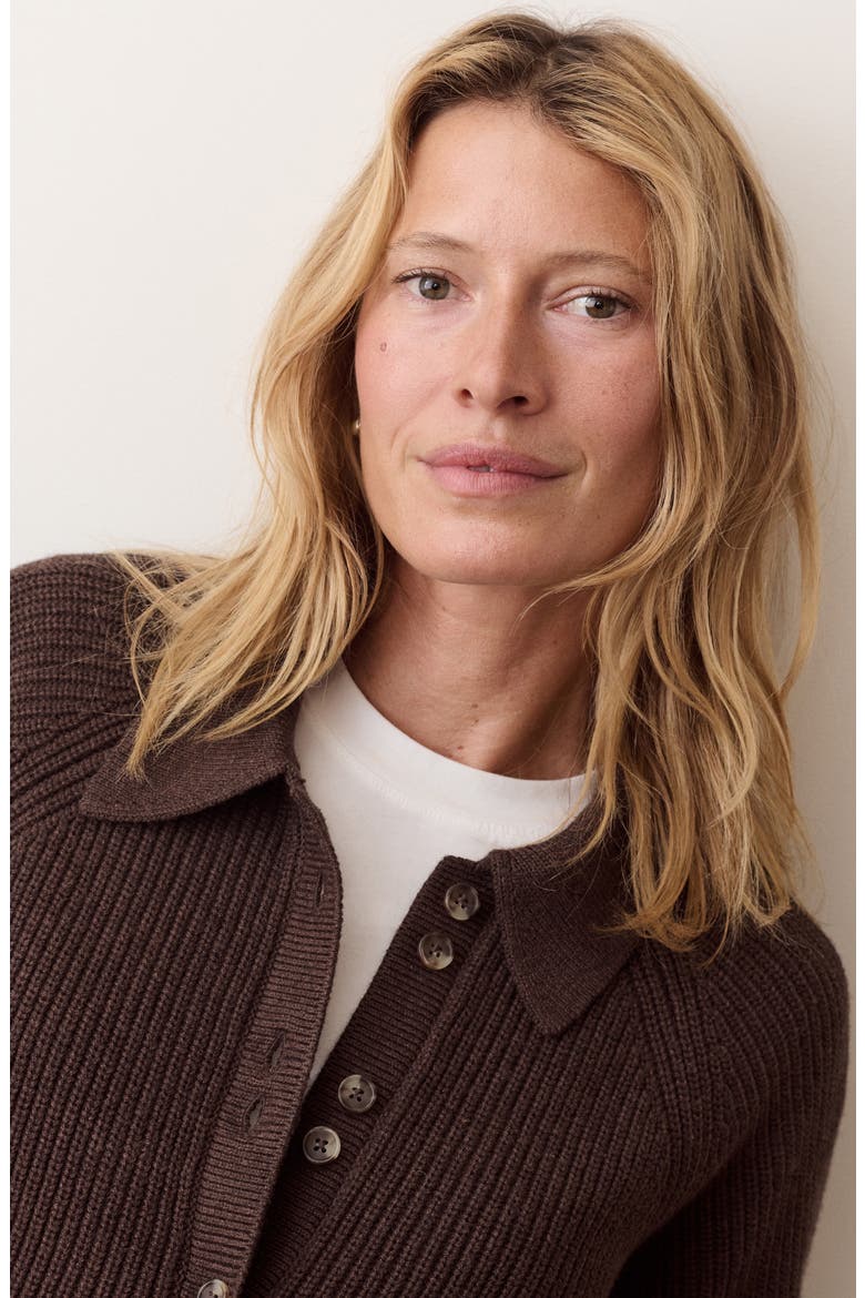 Parker Cotton & Merino Wool Blend Cardigan, Alternate, color, CHOCOLATE
