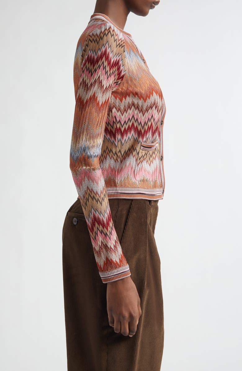 Missoni Snakeskin Pattern Chevron Cardigan, Alternate, color, Multi Camel White Pink
