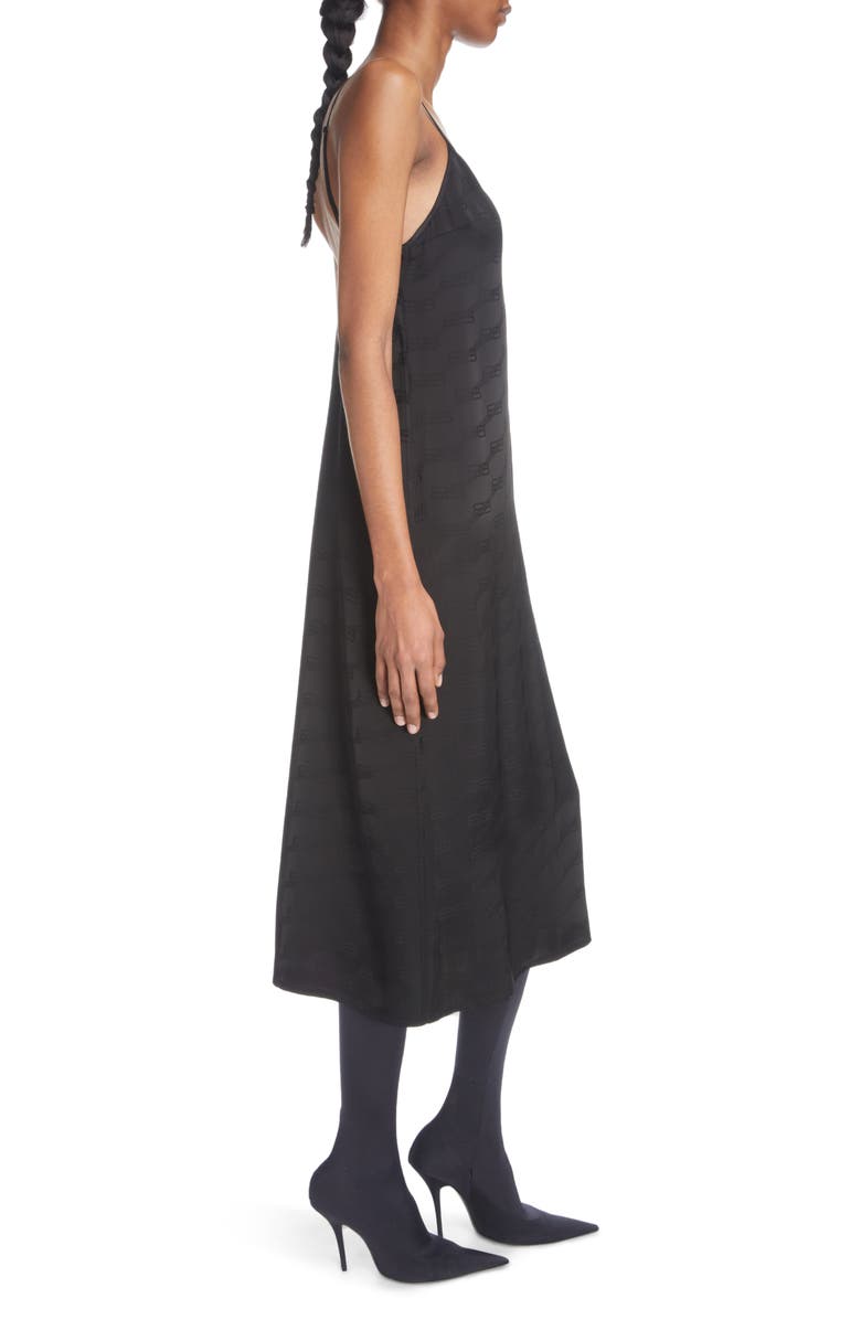 Balenciaga Logo Jacquard Slipdress, Alternate, color, 