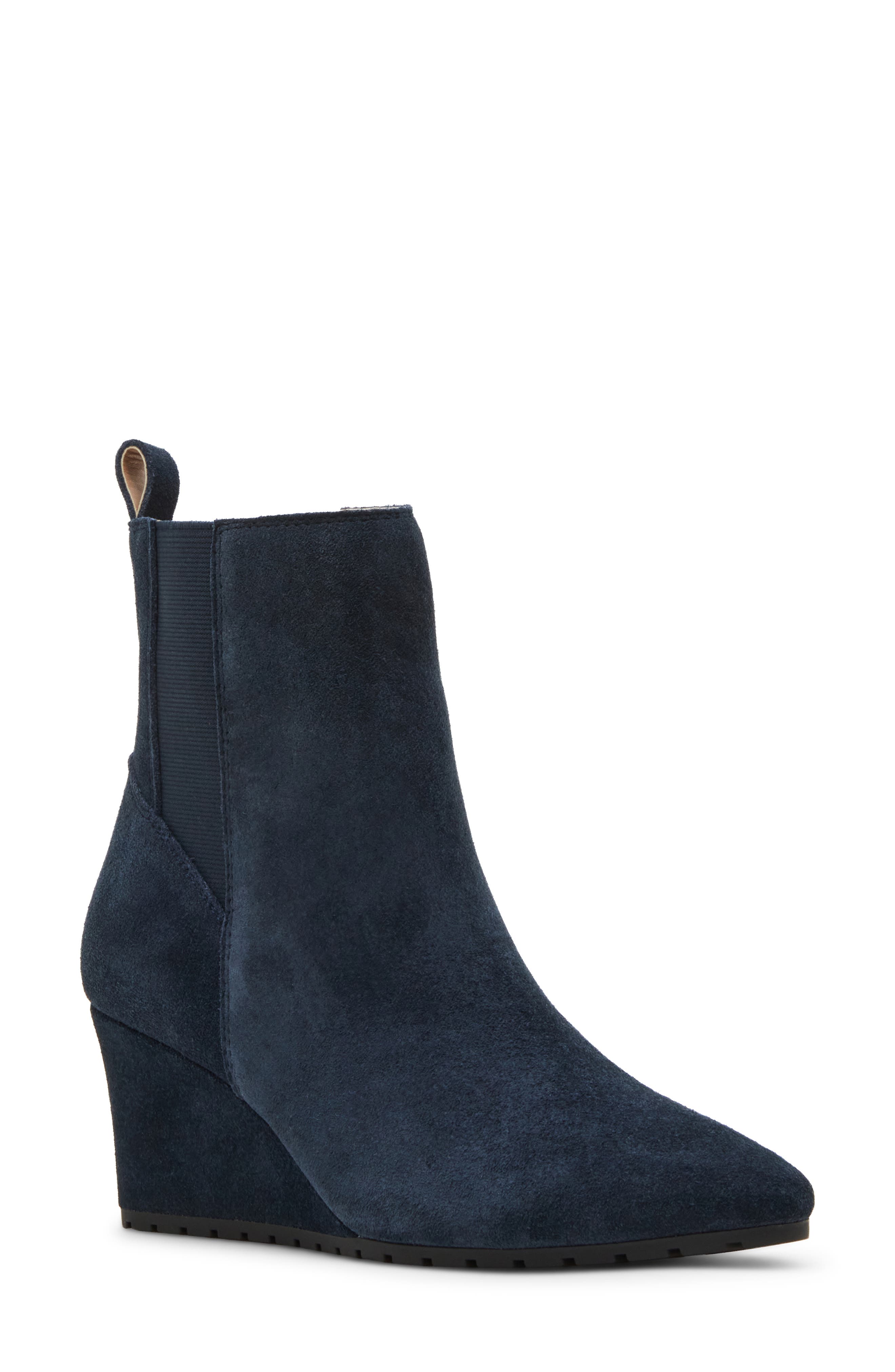 Veena Waterproof Wedge Bootie, Main, color, NAVY SUEDE