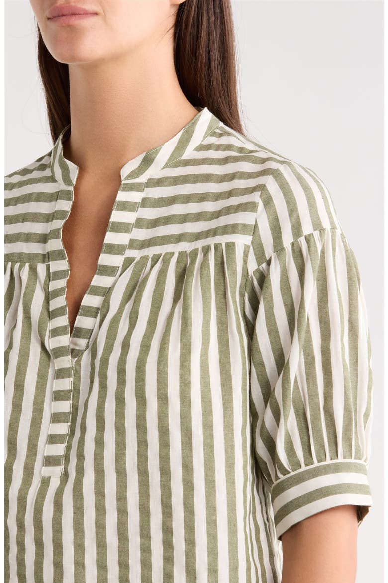 Catana Stripe Split Neck Top, Alternate, color, GREEN WHITE