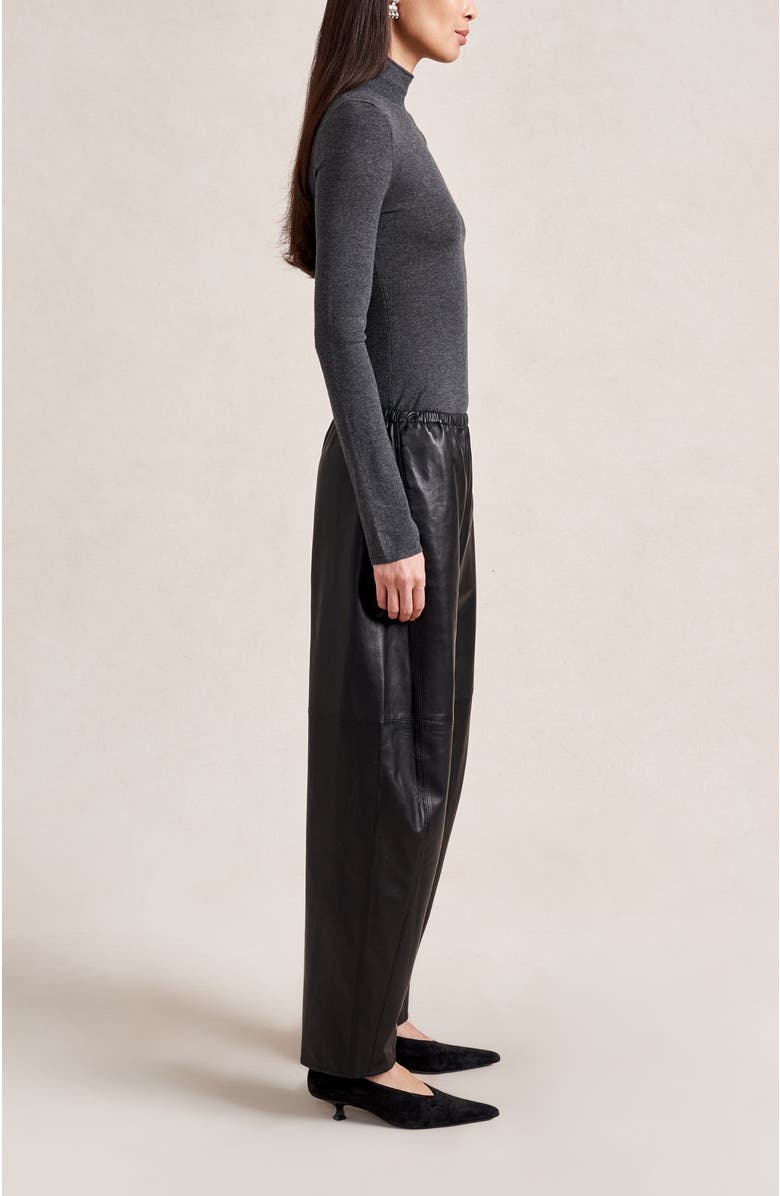 La Ligne Leather Barrel Colby Pant, Alternate, color, Black