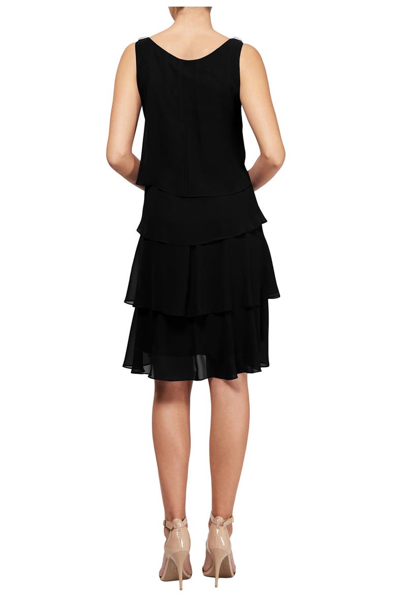 SL FASHIONS Tulip Chiffon Dress, Alternate, color, Black