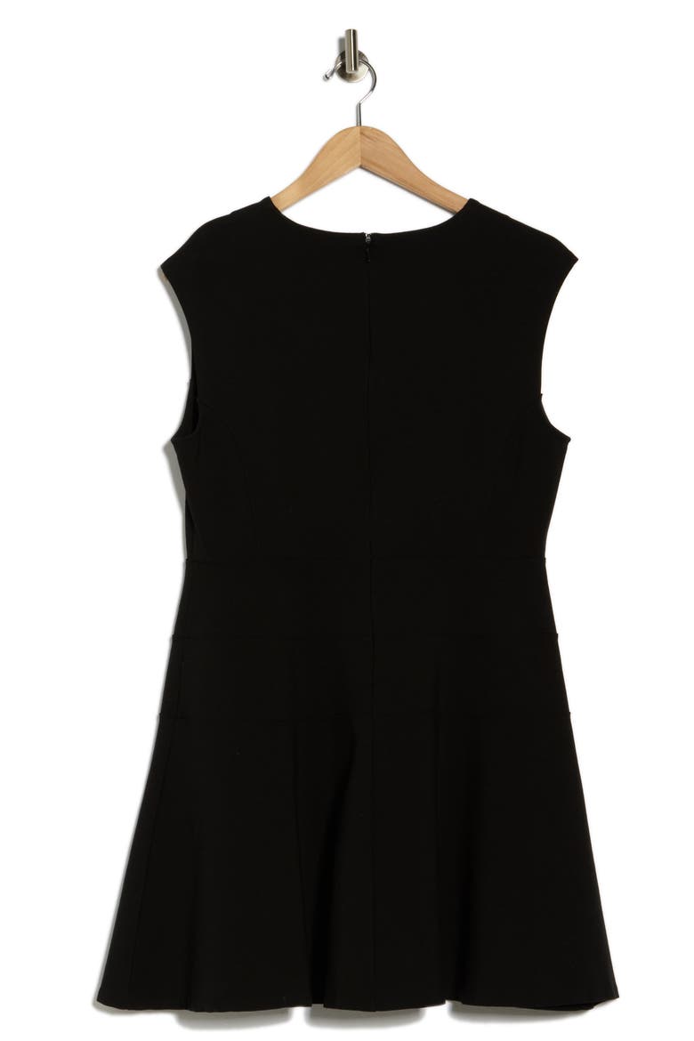 Ponte Fit & Flare Dress, Alternate, color, BLACK