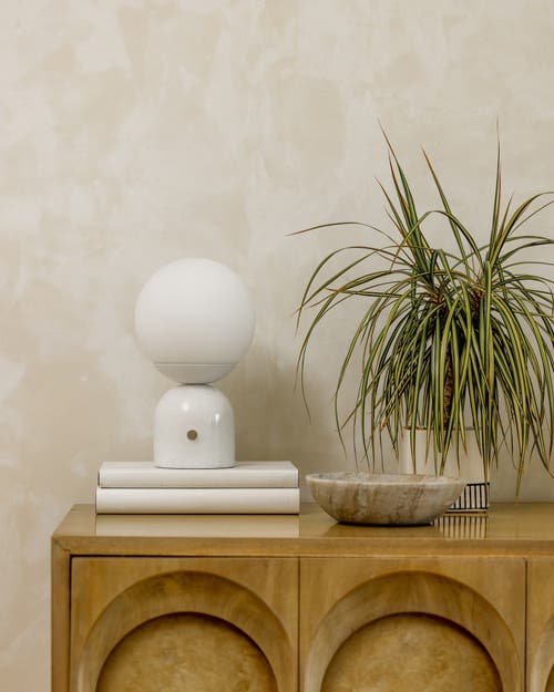 Brightech Mila 9.85" Marble Led Bedside Table Lamp With Built-in 3-way Dimmer In White