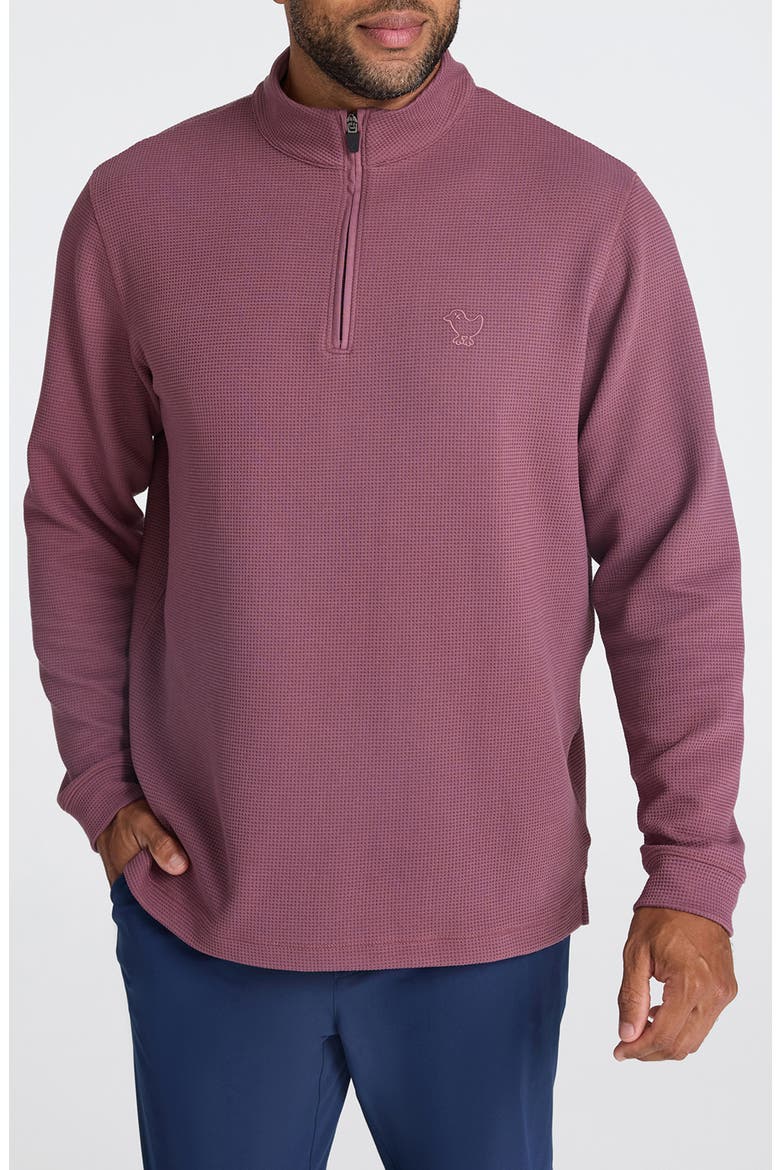 Waffle Knit Quarter Zip Pullover, Main, color, PLUM WINE