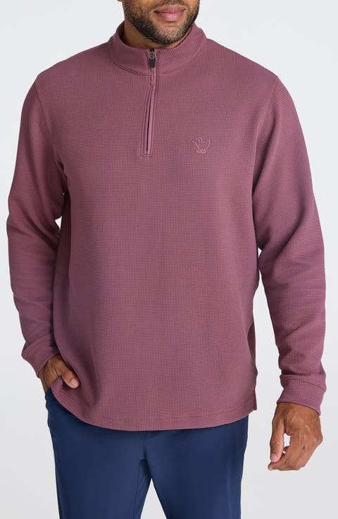 Waffle Knit Quarter Zip Pullover