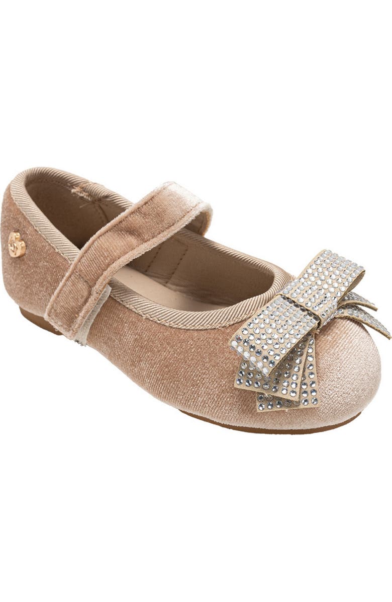 bebe Kids' Embellished Bow Mary Jane Flat, Main, color, Taupe