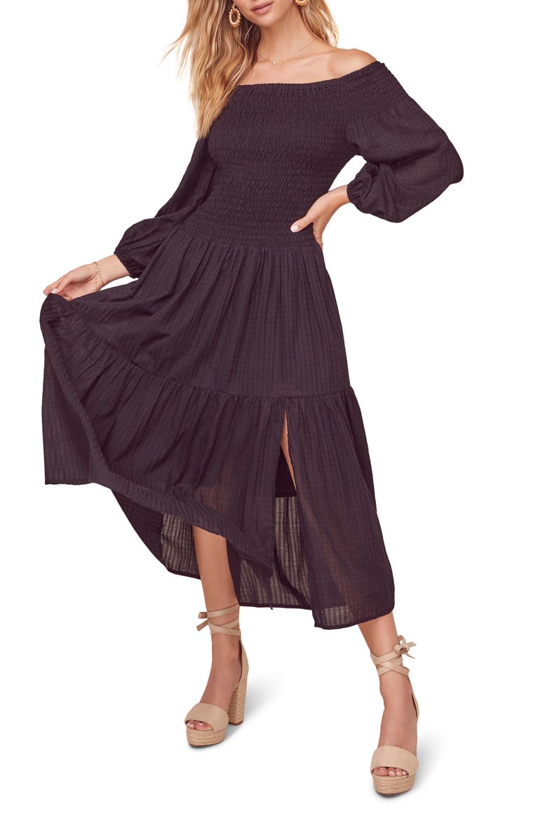 the Label Utopia Off the Shoulder Dress, Main, color, BLACK