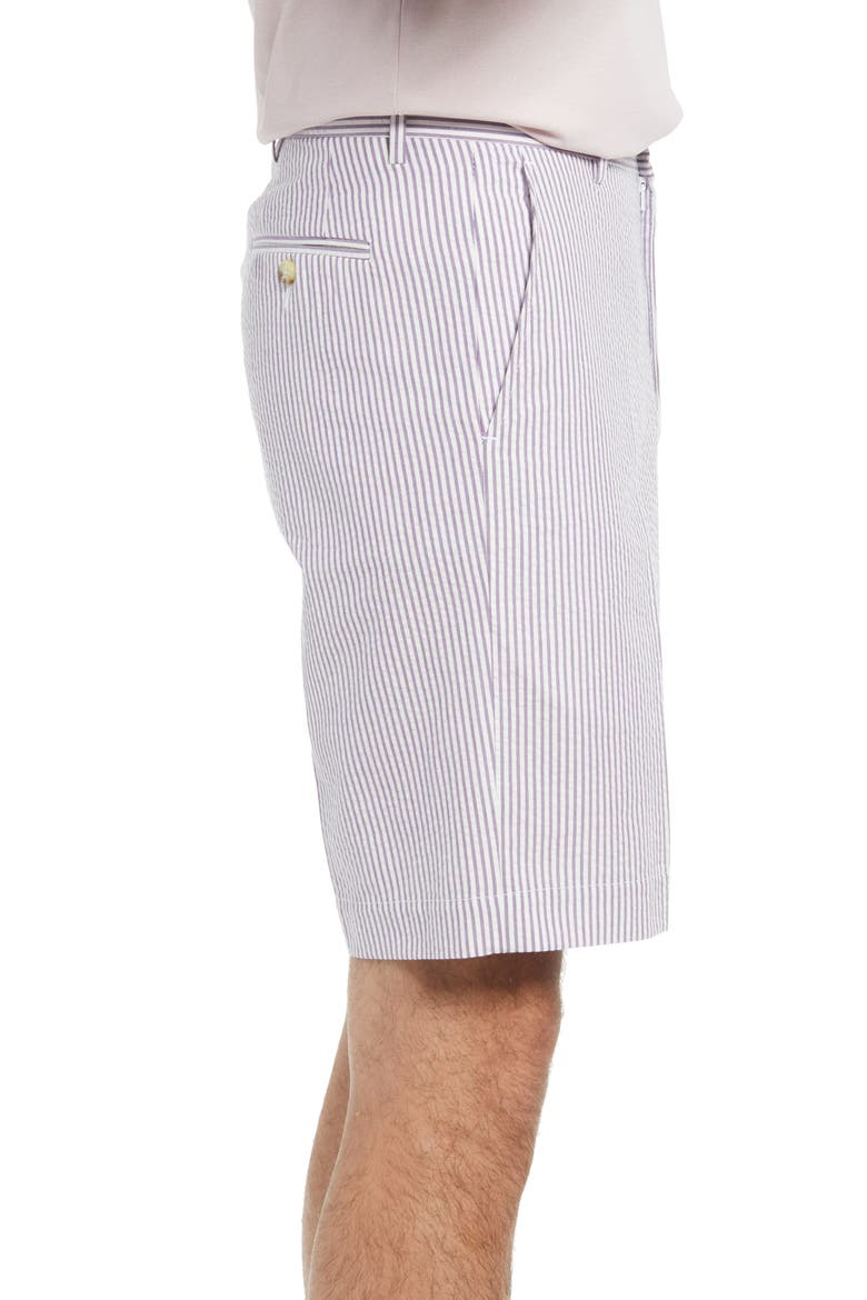 Flat Front Seersucker Shorts, Alternate, color, PURPLE