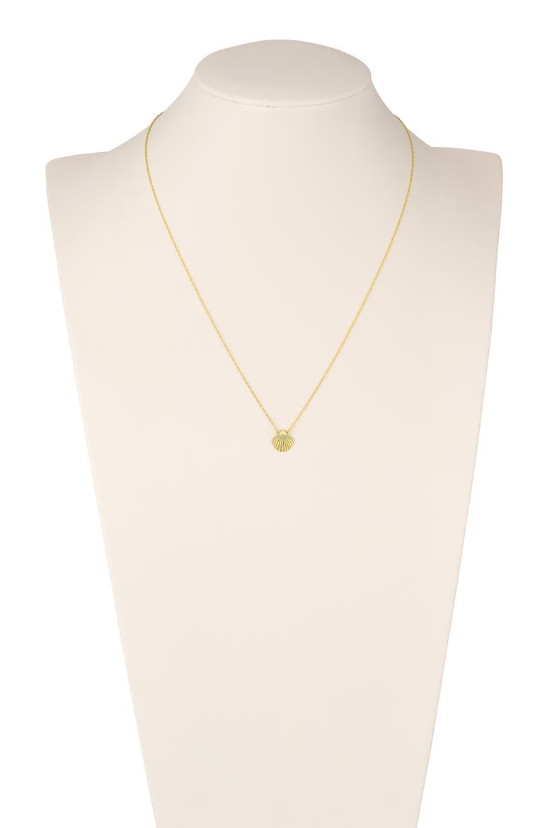 Mini Sculpted Shell Pendant Necklace, Alternate, color, YELLOW GOLD