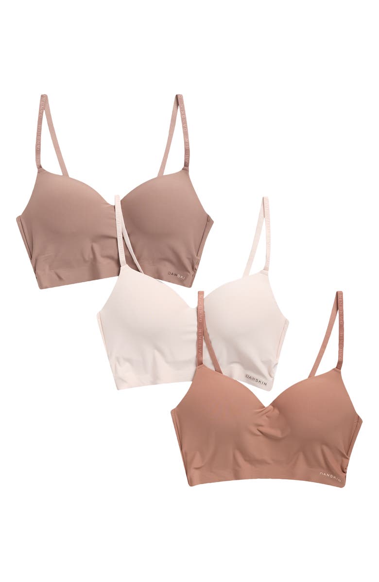 Danskin 3-Pack Hidden Cup Molded Wireless Bralette, Main, color, 