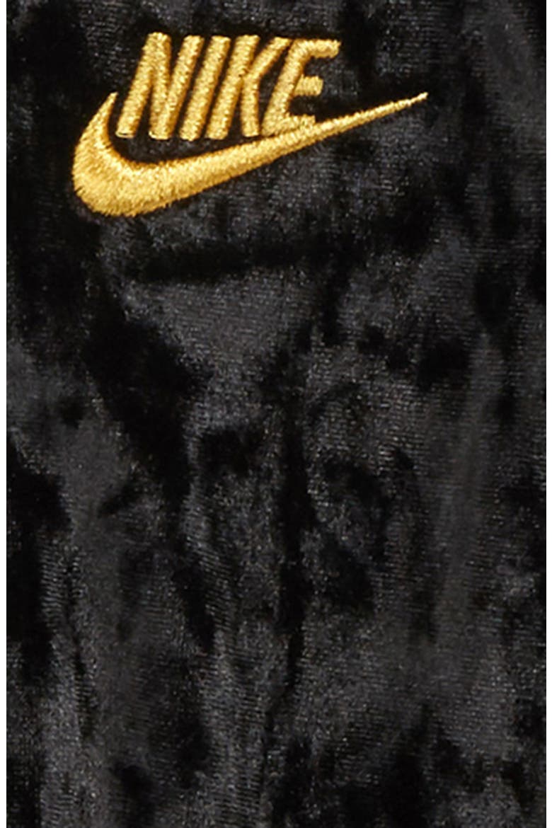 Kids' Crushed Stretch Velvet Track Jacket & Pants Set, Alternate, color, BLACK
