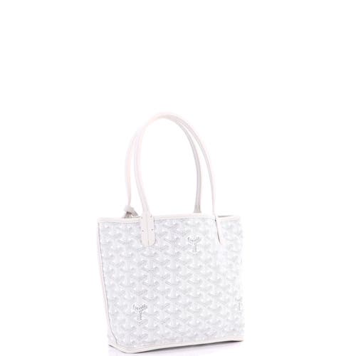 Pre-owned Goyard Goyard Anjou Reversible Tote Coated Canvas Mini In White