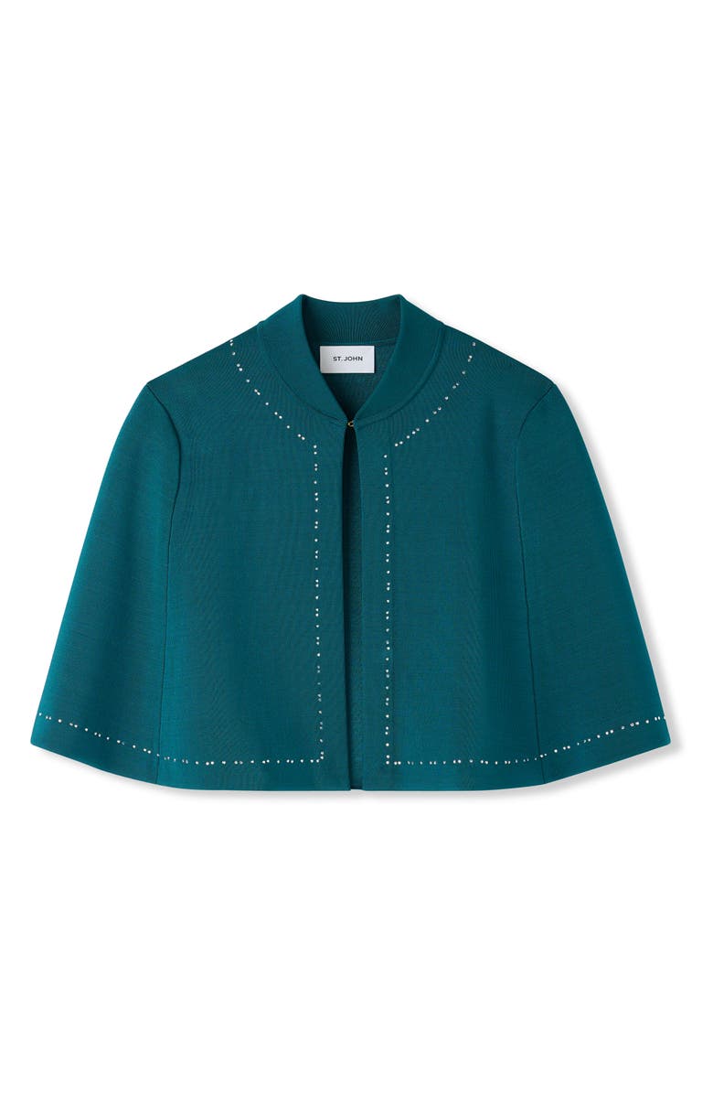 St. John Evening Crystal Embellished Piqué Capelet, Alternate, color,