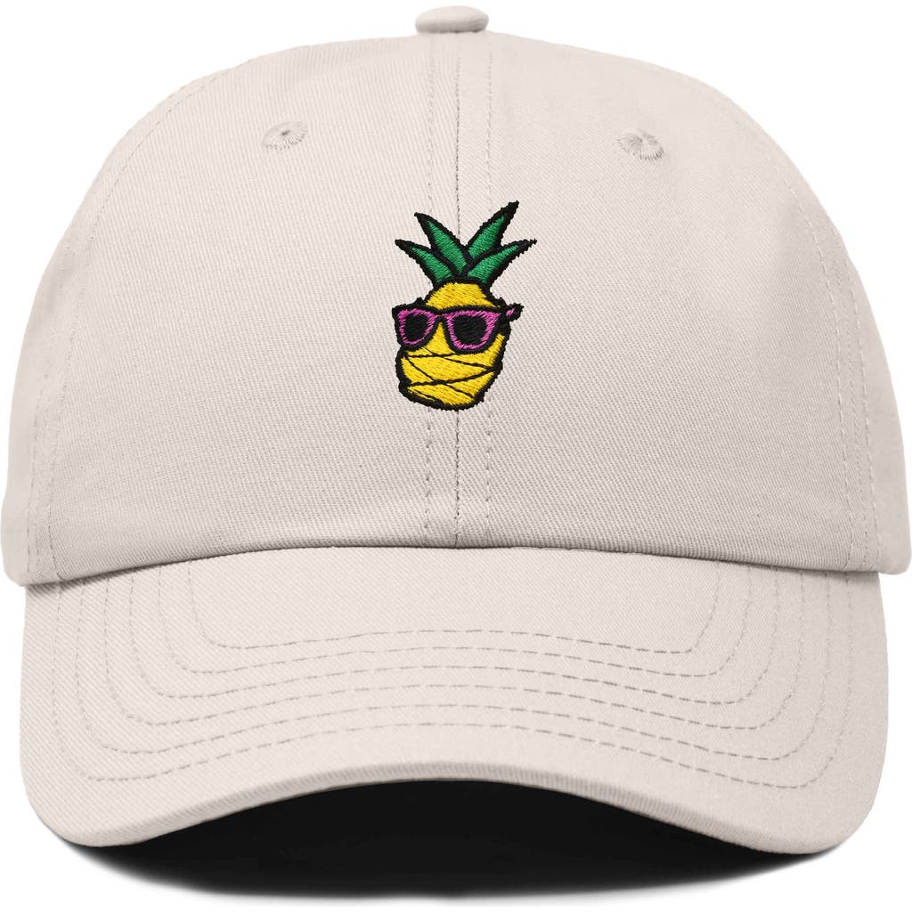 Dalix Pineapple Embroidered Dad Hat In Beige