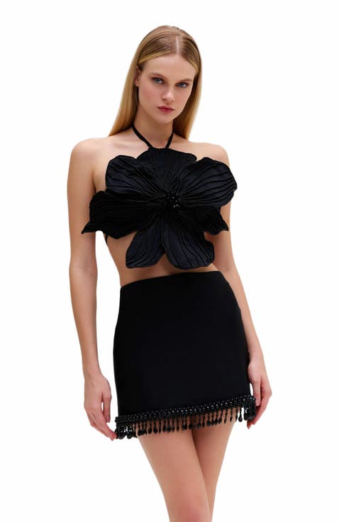 Hand-Beaded Flower Top