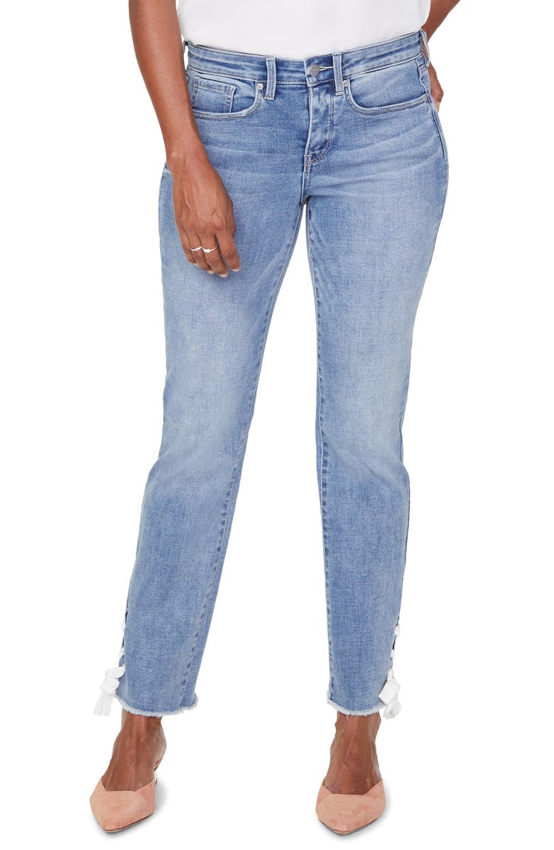 NYDJ Sheri High Waist Lace-Up Cuff Slim Ankle Jeans, Main, color, 