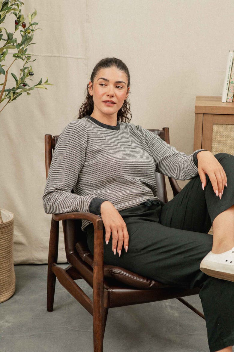Ansel Sweater, Alternate, color, Charcoal Stripe