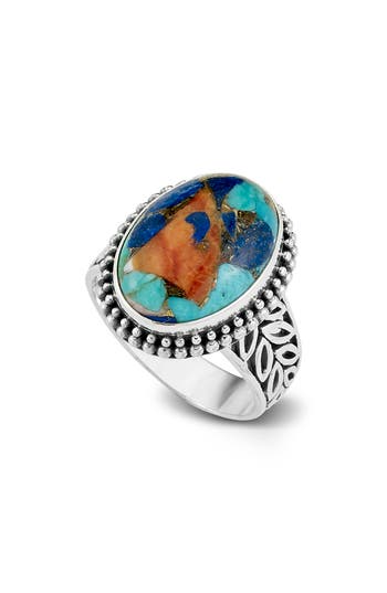 Samuel B. Lapis & Turquoise Ring In Multi